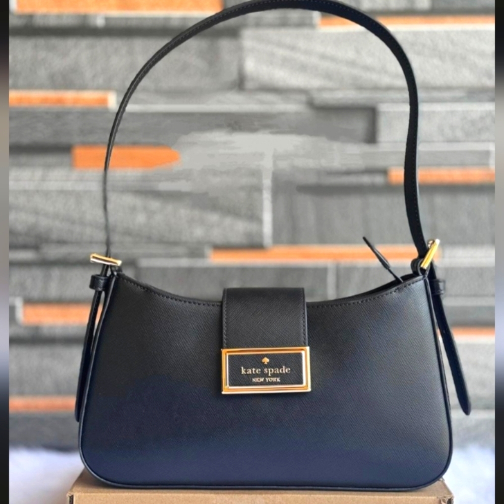 NWT Kate Spade KG185  Reegan Saffiano Leather Shoulder Bag Black